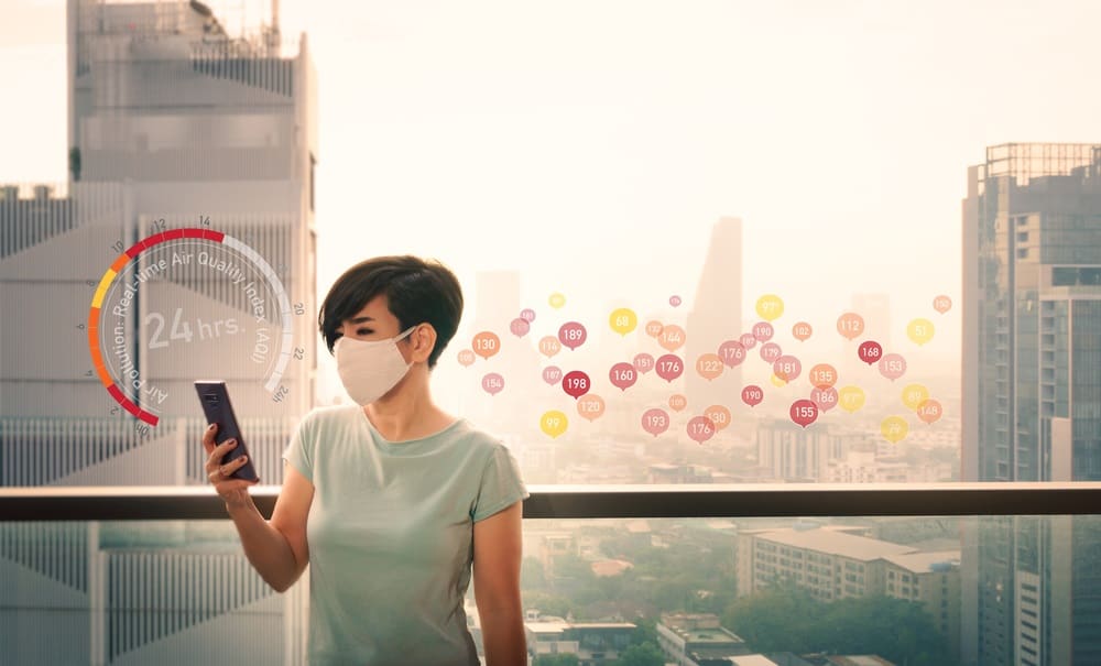 woman checking air quality